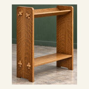 Illustrative oak keyed Mission book trough