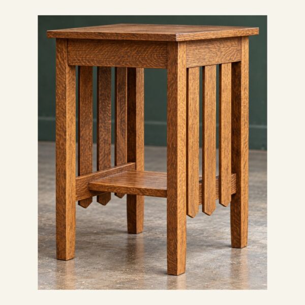 Illustrative oak plant stand